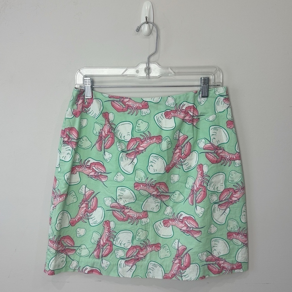 Vineyard Vines Lobster Clam Shell Skirt Green Pink Nantucket Coastal Preppy